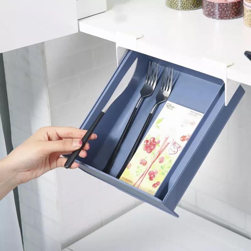 Self-Adhesive Built-In Storage Drawer, Utensil Holder, Under Desk Hanging Storage Box Self-Adhesive Built-In Storage Drawer, Utensil Holder, Under Desk Hanging Storage Box